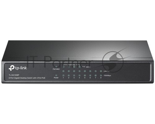 Коммутатор  TP-Link SMB TL-SG1008P Коммутатор 8-port Gigabit Switch с 4 портами РоЕ