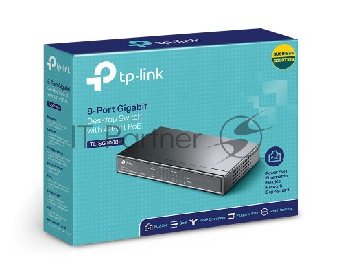 Коммутатор  TP-Link SMB TL-SG1008P Коммутатор 8-port Gigabit Switch с 4 портами РоЕ