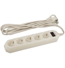 Эра Б0019739 Сетевой фильтр USF-5es-5m-I (бежевый) с заземл, 3x0,75мм2, с выкл, 5гн, 5м {защита от короткого замыкания, от перегрузки, от импульсных помех}