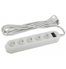 Эра Б0019033 Сетевой фильтр USF-5es-3m-W (белый) с заземл, 3x0,75мм2, с выкл, 5гн, 3м {защита от короткого замыкания, от перегрузки, от импульсных помех}