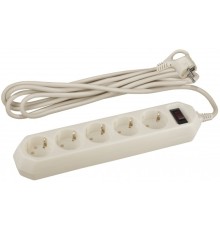 Эра Б0019035 Сетевой фильтр USF-5es-3m-I (бежевый) с заземл, 3x0,75мм2, с выкл, 5гн, 3м {защита от короткого замыкания, от перегрузки, от импульсных помех}