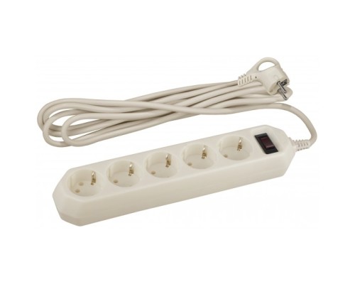 [ЭРА Удлинители бытовые, Сетевые фильтры] Эра Б0019035 Сетевой фильтр USF-5es-3m-I (бежевый) с заземл, 3x0,75мм2, с выкл, 5гн, 3м {защита от короткого замыкания, от перегрузки, от импульсных помех}