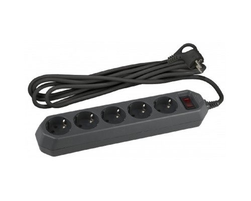 [ЭРА Удлинители бытовые, Сетевые фильтры] Эра Б0019032 Сетевой фильтр USF-5es-1,5m-B (черный) с заземл, 3x0,75мм2, с выкл, 5гн, 1,5м {защита от короткого замыкания, от перегрузки, от импульсных помех}