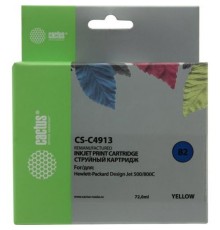 Cactus C4913 Картридж струйный CS-C4913 №82 желтый (72мл) для HP DJ 500/800C