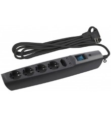 ЭРА C0043326 Сетевой фильтр SFU-5es-2m-B черный {3x1 мм2, со шт, с выкл, 5гн + 2 USB - зарядки, 2м, защита от короткого замыкания, от перегрузки, от импульсных и высокочастнотных помех}