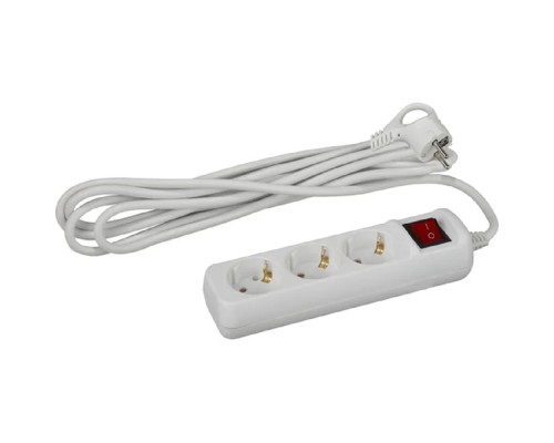 [ЭРА Удлинители бытовые, Сетевые фильтры] ЭРА Б0028378 Удлинитель электрический U-3es-3m-3x1 с заземлением с выключателем 3 розетки 3м ПВС 3x1 мм2 16А