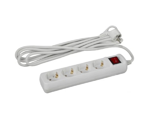 [ЭРА Удлинители бытовые, Сетевые фильтры] ЭРА Б0028381 Удлинитель электрический U-4es-3m-3x1 с заземлением с выключателем 4 розетки 3м ПВС 3x1 мм2 16А