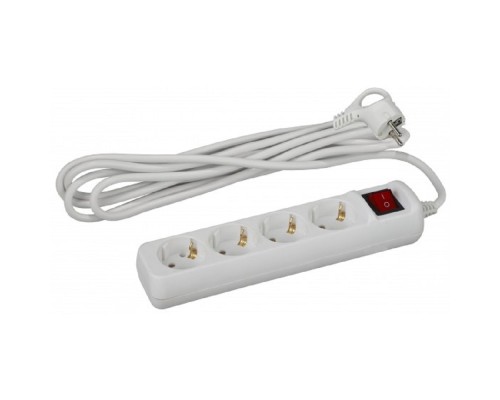 [ЭРА Удлинители бытовые, Сетевые фильтры] ЭРА Б0028380 Удлинитель электрический U-4es-5m-3x1 с заземлением с выключателем 4 розетки 5м ПВС 3x1 мм2 16А 