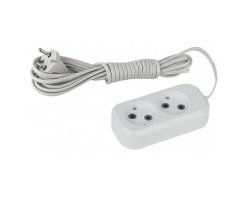 [ЭРА Удлинители бытовые, Сетевые фильтры] ЭРА Б0038557 Удлинитель UX-2-1,5m без заземления 2 гнезда 1,5 м {ABS-пластик, 2х0.75 мм2}