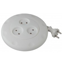 ЭРА Б0019038 Удлинитель-рулетка UR-3-3m-W Calypso без заземления белый 3 гнезда 3 м {полипропилен, 2х0,75 мм2}