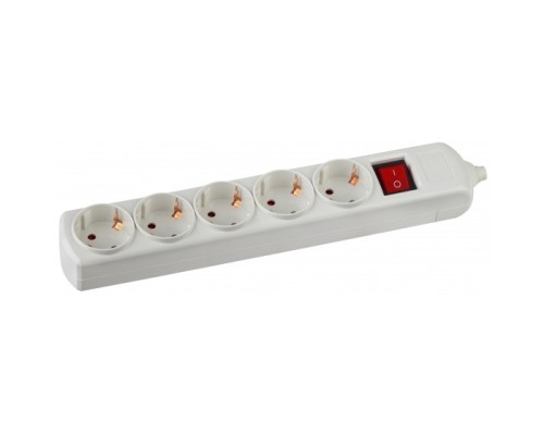 [ЭРА Колодки удлинителей, тройники] ЭРА C0045326 Колодка K-5es с заземлением с выключателем 5 гнезд белая {корпус полипропилен}