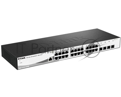 Управляемый коммутатор D-Link DGS-1210-28/ME/A2A  2 уровня с 24 портами 10/100/1000Base-T и 4 портами 1000Base-X SFP
