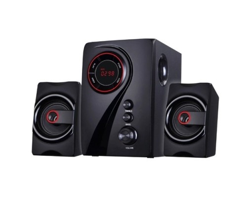 [Колонки Ginzzu] Ginzzu GM-406 2.1 с Bluetooth, выходная мощность 20Вт + 2х10Вт, аудиоплеер USB-flash, SD-card, FM-радио, пульт ДУ - 21 кнопка, стерео вход (2RCA), эквалайзер (обыч