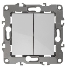 Эра Б0014651 12-1004-01 Выключатель двойной, 10АХ-250В, без м.лапок, Эра12, белый