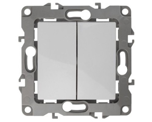 [ЭРА Розетки, выключатели] Эра Б0014651 12-1004-01 Выключатель двойной, 10АХ-250В, без м.лапок, Эра12, белый