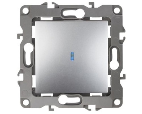 [ЭРА Розетки, выключатели] Эра Б0014635 12-1102-03 Выключатель с подсветкой, 10АХ-250В, Эра12, алюминий