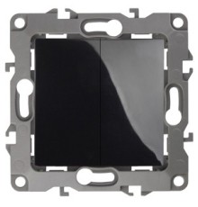 Эра Б0014650 12-1104-06 Выключатель двойной, 10АХ-250В, Эра12, чёрный