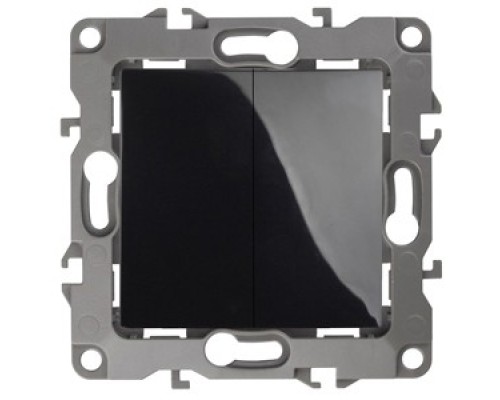 [ЭРА Розетки, выключатели] Эра Б0014650 12-1104-06 Выключатель двойной, 10АХ-250В, Эра12, чёрный