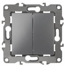 Эра Б0019287 12-1104-12 Выключатель двойной, 10АХ-250В, Эра12, графит