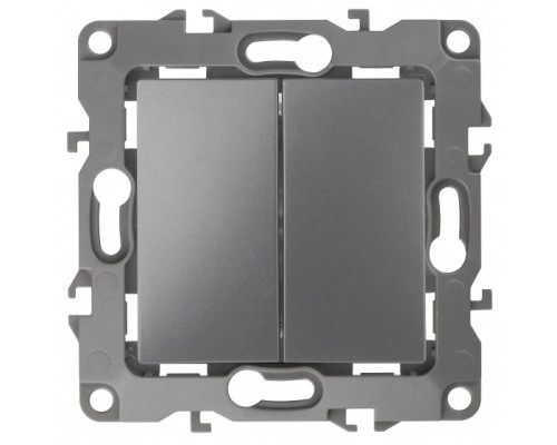 [ЭРА Розетки, выключатели] Эра Б0019287 12-1104-12 Выключатель двойной, 10АХ-250В, Эра12, графит