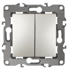 Эра Б0019290 12-1104-15 Выключатель двойной, 10АХ-250В, Эра12, перламутр