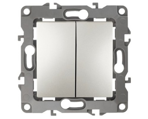 [ЭРА Розетки, выключатели] Эра Б0019290 12-1104-15 Выключатель двойной, 10АХ-250В, Эра12, перламутр