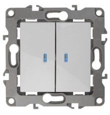 Эра Б0014658 12-1105-02 Выключатель двойной с подсветкой, 10АХ-250В, Эра12, слоновая кость