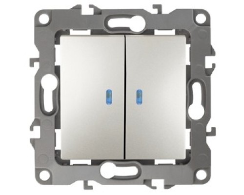 [ЭРА Розетки, выключатели] Эра Б0019294 12-1105-15 Выключатель двойной с подсветкой, 10АХ-250В, Эра12, перламутр