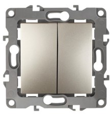 Эра Б0014666 12-1106-04 Переключатель двойной, 10АХ-250В, Эра12, шампань