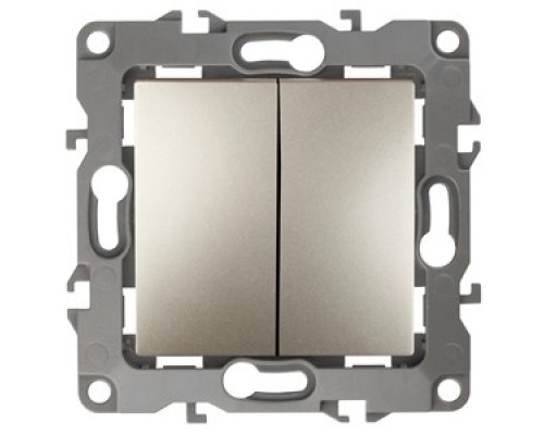 [ЭРА Розетки, выключатели] Эра Б0014666 12-1106-04 Переключатель двойной, 10АХ-250В, Эра12, шампань