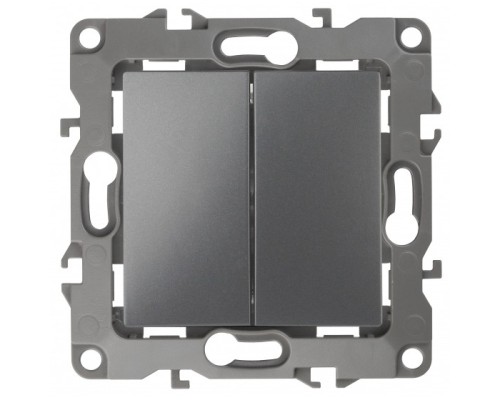 [ЭРА Розетки, выключатели] Эра Б0019295 12-1106-12 Переключатель двойной, 10АХ-250В, Эра12, графит