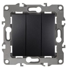 Эра Б0014673 12-1107-05 Выключатель тройной, 10АХ-250В, Эра12, антрацит