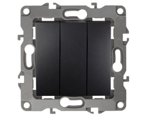 [ЭРА Розетки, выключатели] Эра Б0014673 12-1107-05 Выключатель тройной, 10АХ-250В, Эра12, антрацит