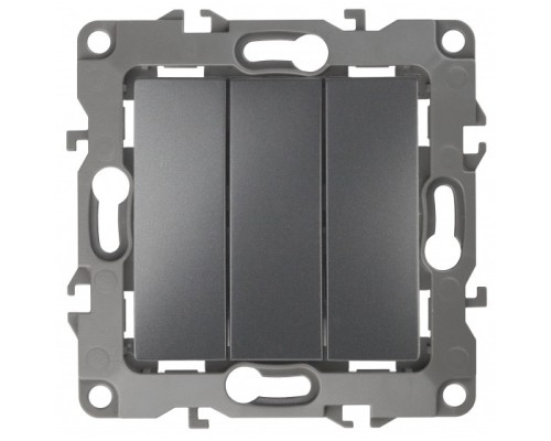 [ЭРА Розетки, выключатели] Эра Б0019299 12-1107-12 Выключатель тройной, 10АХ-250В, Эра12, графит