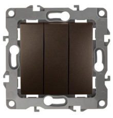 Эра Б0019300 12-1107-13 Выключатель тройной, 10АХ-250В, Эра12, бронза