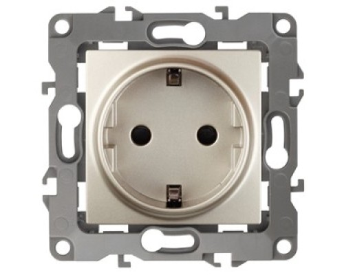 [ЭРА Розетки, выключатели] Эра Б0014684 12-2001-04 Розетка 2P+E Schuko, 16АХ-250В, без м.лапок, Эра12, шампань