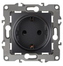 Эра Б0014691 12-2102-05 Розетка 2P+E Schuko со шторками, 16АХ-250В, Эра12, антрацит