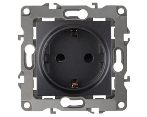 [ЭРА Розетки, выключатели] Эра Б0014691 12-2102-05 Розетка 2P+E Schuko со шторками, 16АХ-250В, Эра12, антрацит