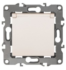 Эра Б0014694 12-2103-02 Розетка 2P+E Schuko со шторками с крышкой, 16АХ-250В, Эра12, слоновая кость