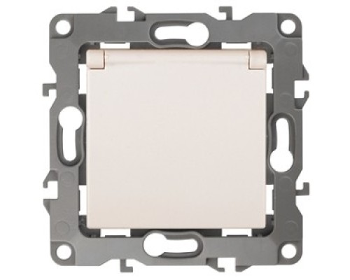 [ЭРА Розетки, выключатели] Эра Б0014694 12-2103-02 Розетка 2P+E Schuko со шторками с крышкой, 16АХ-250В, Эра12, слоновая кость