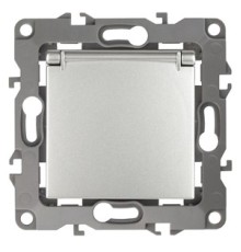 Эра Б0014695 12-2103-03 Розетка 2P+E Schuko со шторками с крышкой, 16АХ-250В, Эра12, алюминий