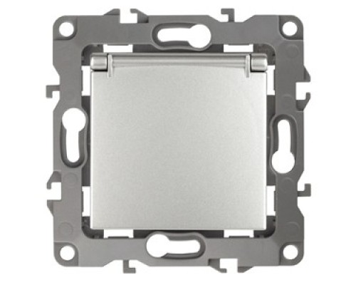 [ЭРА Розетки, выключатели] Эра Б0014695 12-2103-03 Розетка 2P+E Schuko со шторками с крышкой, 16АХ-250В, Эра12, алюминий