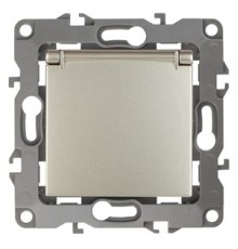 Эра Б0014696 12-2103-04 Розетка 2P+E Schuko со шторками с крышкой, 16АХ-250В, Эра12, шампань