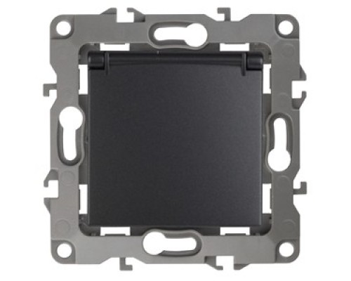 [ЭРА Розетки, выключатели] Эра Б0014697 12-2103-05 Розетка 2P+E Schuko со шторками с крышкой, 16АХ-250В, Эра12, антрацит