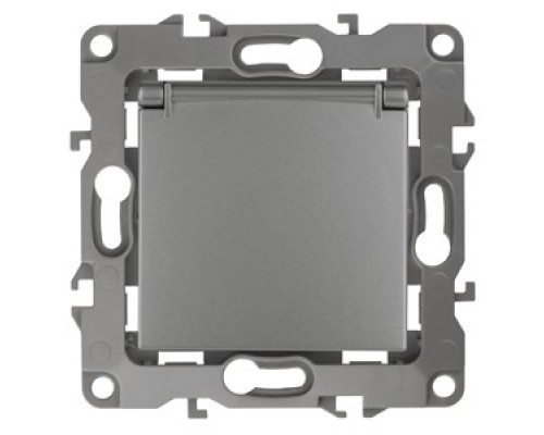 [ЭРА Розетки, выключатели] Эра Б0019327 12-2103-12 Розетка 2P+E Schuko со шторками с крышкой, 16АХ-250В, Эра12, графит