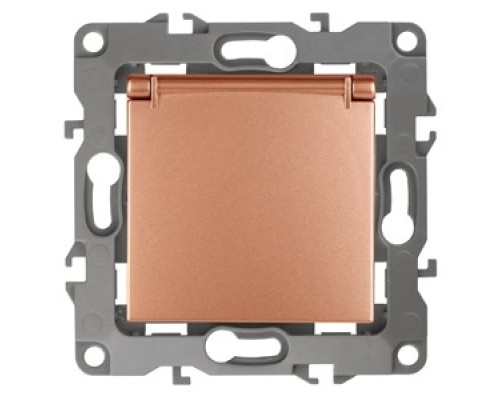 [ЭРА Розетки, выключатели] Эра Б0019329 12-2103-14 Розетка 2P+E Schuko со шторками с крышкой, 16АХ-250В, Эра12, медь