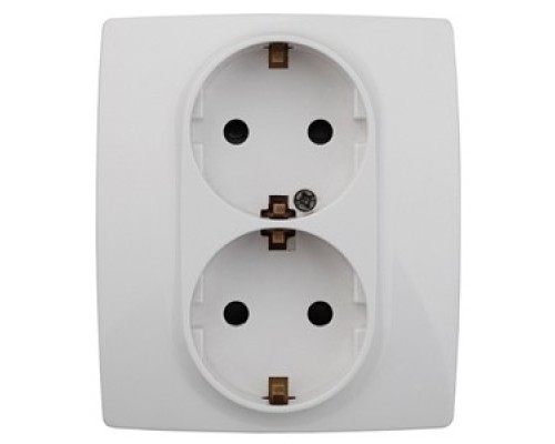 [ЭРА Розетки, выключатели] Эра Б0014699 12-2104-01 Розетка 2X2P+E Schuko со шторками, 16АХ-250В, Эра12, белый