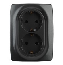Эра Б0031232 12-2106-05 Розетка 2X2P+E Schuko, 16АХ-250В, Эра12, антрацит