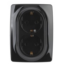 Эра Б0031233 12-2106-06 Розетка 2X2P+E Schuko, 16АХ-250В, Эра12, чёрный