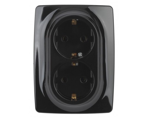 [ЭРА Розетки, выключатели] Эра Б0031233 12-2106-06 Розетка 2X2P+E Schuko, 16АХ-250В, Эра12, чёрный